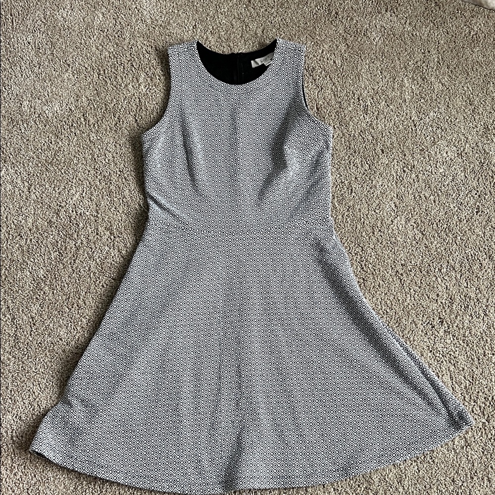 LOFT Black and White Geometric Dress